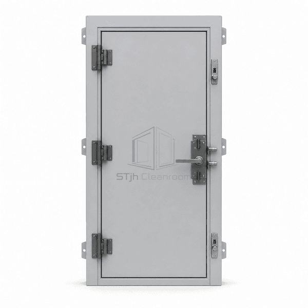 Blast-resistant cleanroom door shown as a full upright front elevation