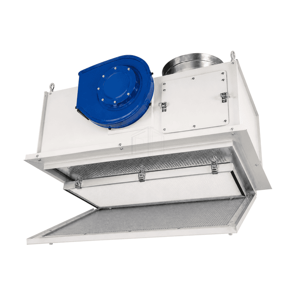 Complete BFU highlighting the duct flange gasket filter clamps and insulated housing seam