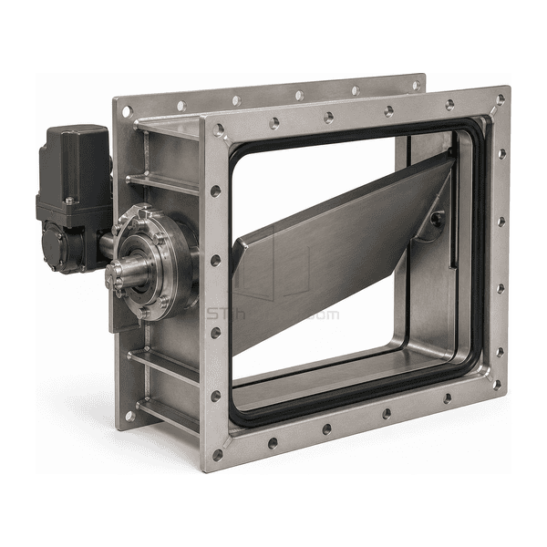 Complete horizontal bubble-tight damper with heavy flanged casing