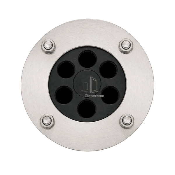 Low horizontal view of a circular multi-cable penetration seal