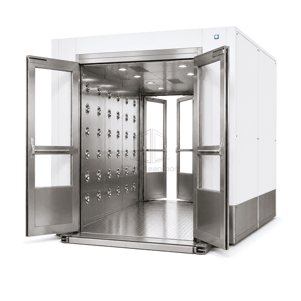 Open cargo chamber showing the flush floor, guarded returns and sidewall nozzles