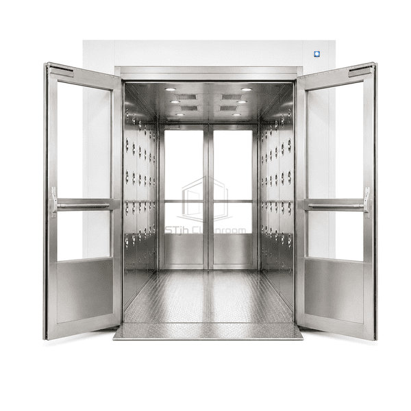 Front view of the cargo air shower with large double access doors