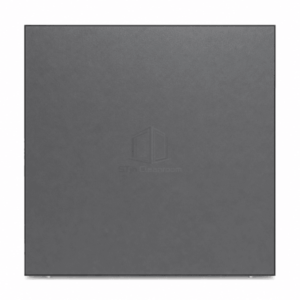 Upright front view of a graphite cement-filled steel floor panel