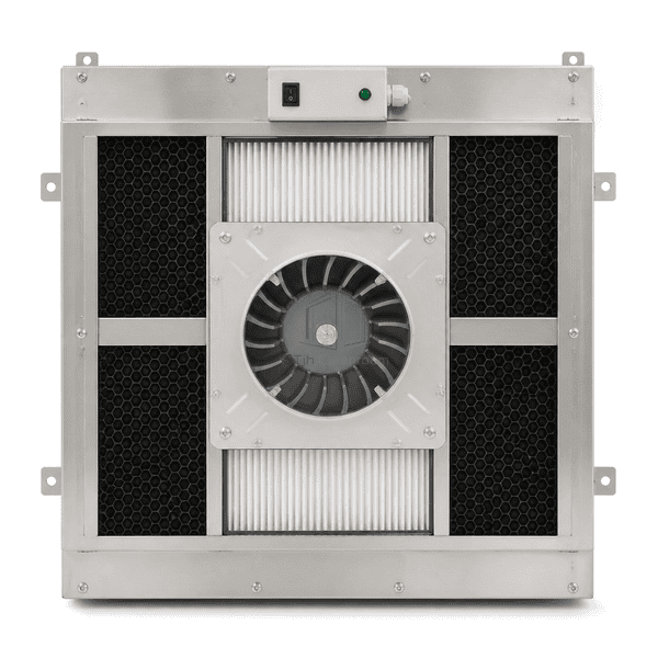 Chemical filter FFU front view showing chemical media and particulate filters