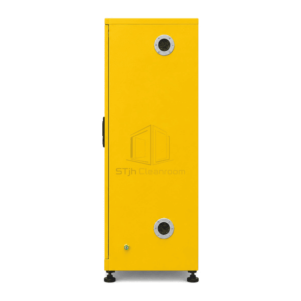 Side view showing chemical cabinet double-wall body and depth