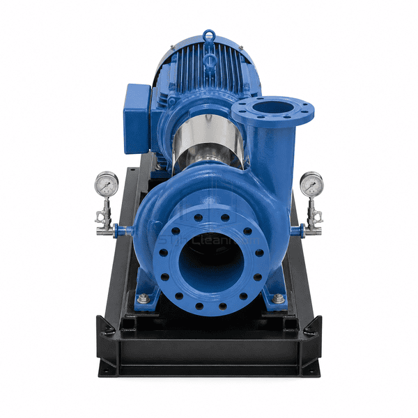 End view into the chilled-water pump suction flange