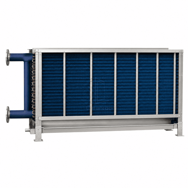 Side view showing the deep cooling-coil rows