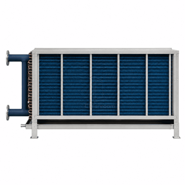 Front elevation of the same chilled-water cooling coil