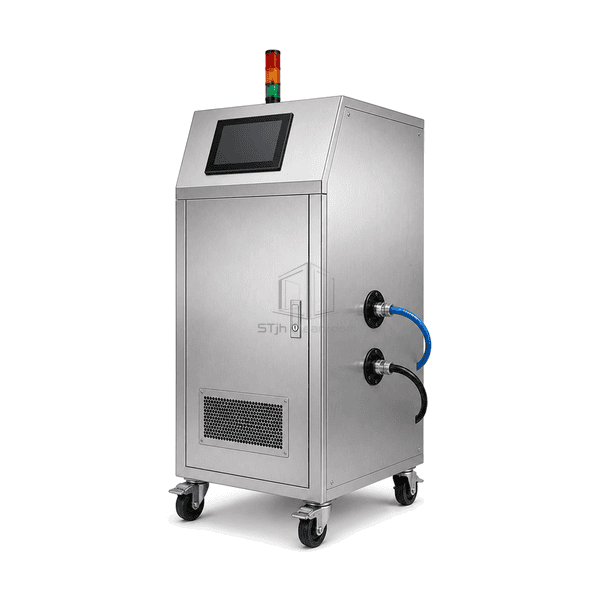 Mobile chlorine dioxide unit side view with hose connections