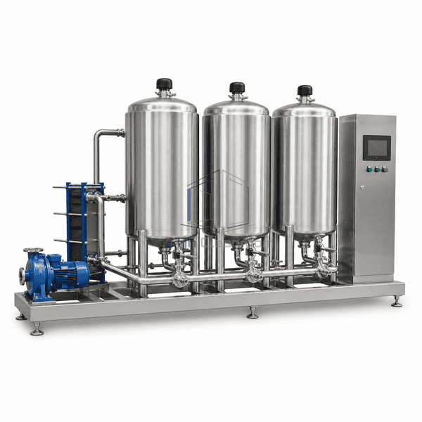 Clean-in-place system complete sanitary manifold and skid profile