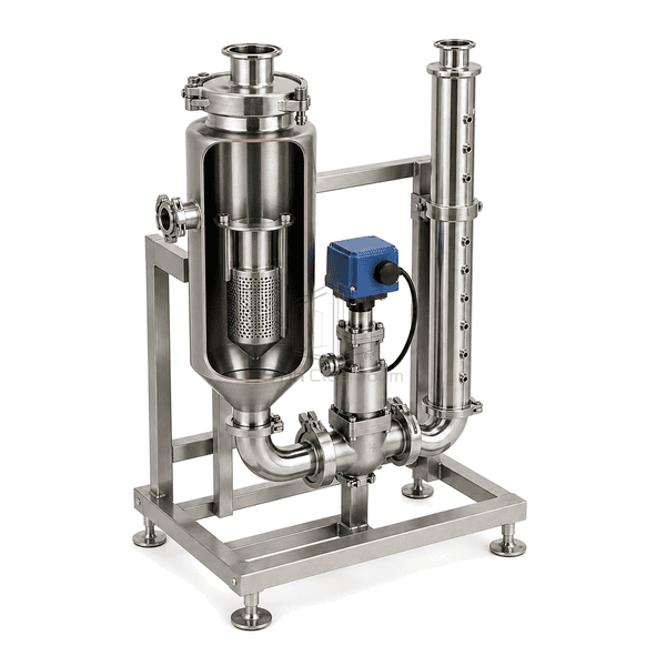 Cutaway view showing the stainless heat exchanger inside the clean steam humidifier vessel