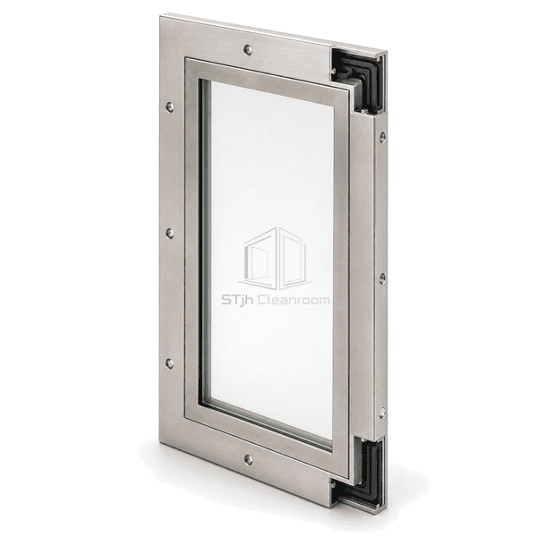 Close view of the flush door-glass retainer and resilient perimeter seal
