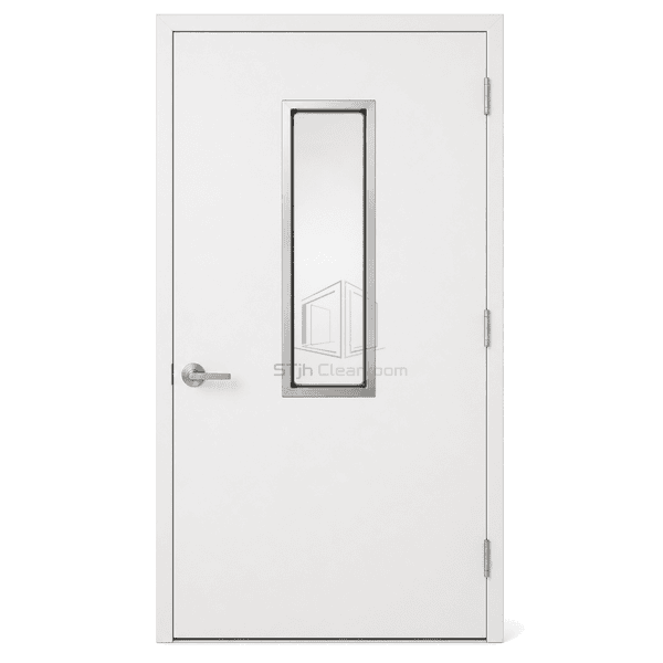 Front view of a vertical cleanroom door vision panel