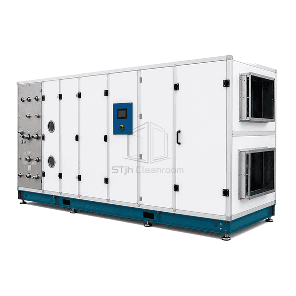 Complete horizontal cleanroom air handling unit with supply connection