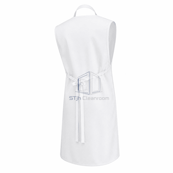 Cleanroom apron rear view showing adjustable tie arrangement