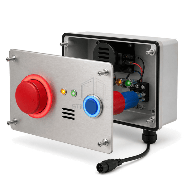 Side cutaway showing sealed actuator and recessed wiring box