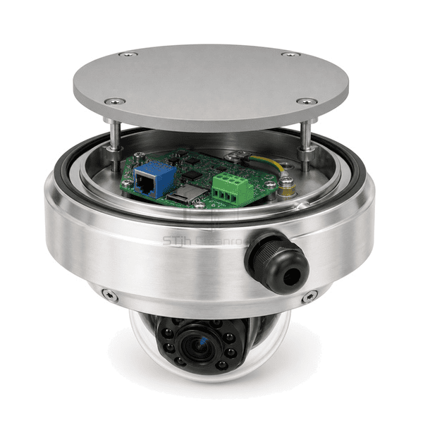Rear view of mounting base and single cable gland
