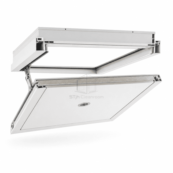 Side view showing the access panel frame and concealed hinge