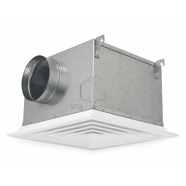 Complete ceiling diffuser at opposite angle with round inlet spigot