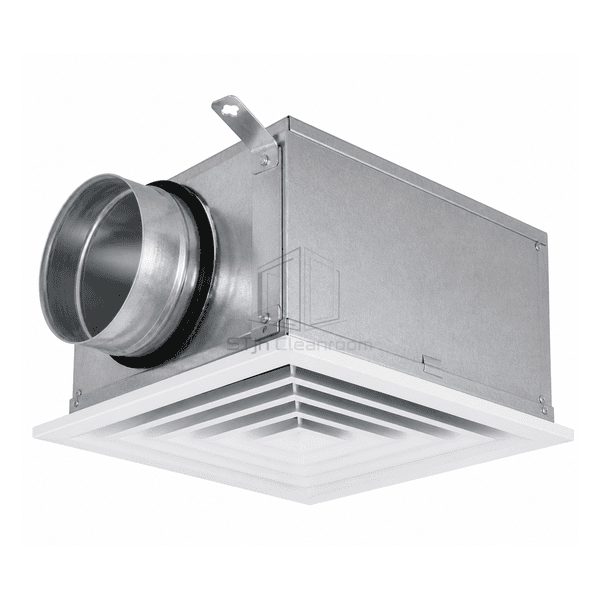 Close view of cleanroom diffuser perimeter seal and removable core latch