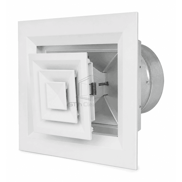 Side cutaway showing removable diffuser core gasket and rear plenum
