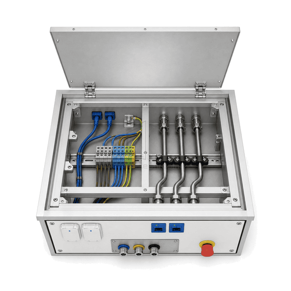 Top-oblique view of cable, tubing and removable plenum cover