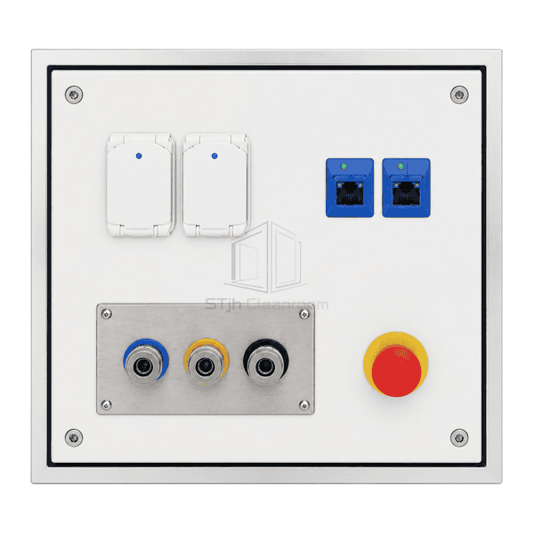 Room-side view of the organized ceiling outlet pattern