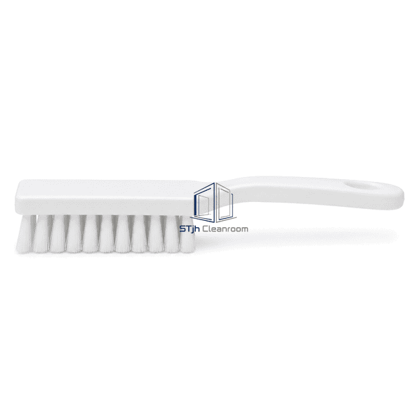 Low side profile showing the molded brush block and straight PBT bristles