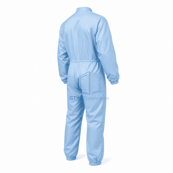 Cleanroom coverall cuff and zipper interface structure close-up