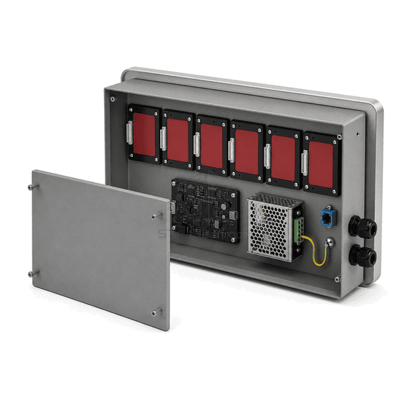 Rear view of NTP, power and synchronization terminals