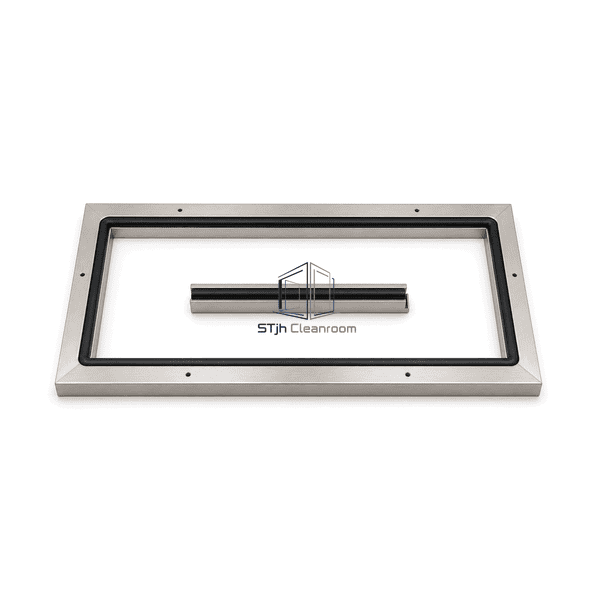 Complete horizontal cleanroom door gasket frame with installed channel sample