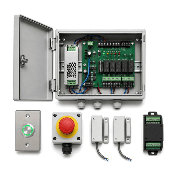 Complete interlock controller kit with request buttons door contacts and lock interfaces