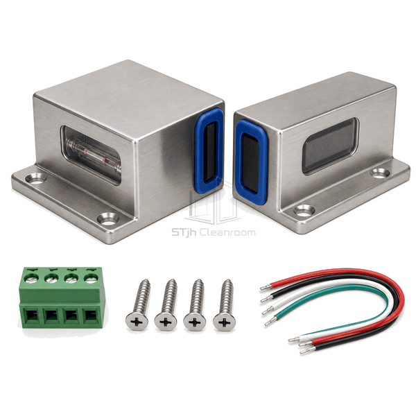 Complete sensor pair showing sealed sensing gap and wiring components