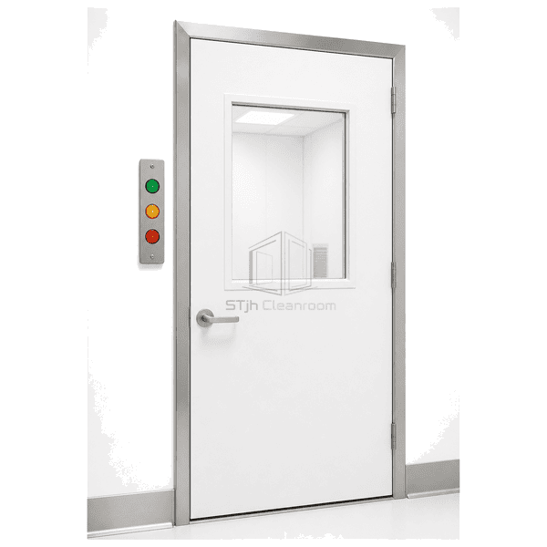 Door status indicator installed beside a cleanroom entrance