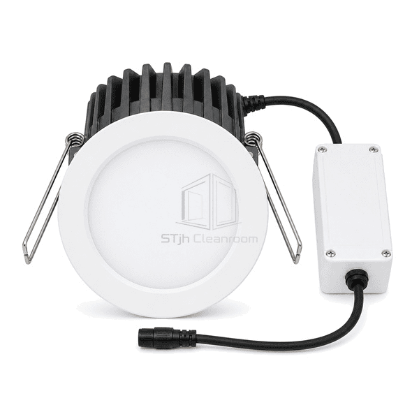 Front view of the cleanroom downlight lens and recessed aperture