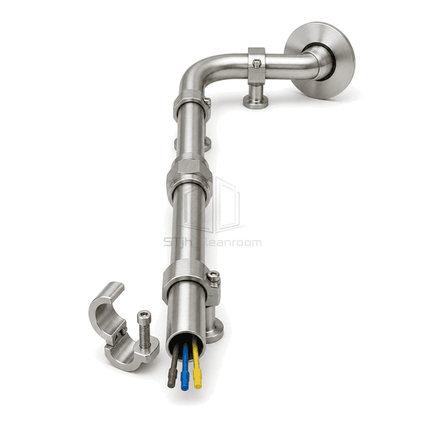 End view of the conduit opening and smooth support clip
