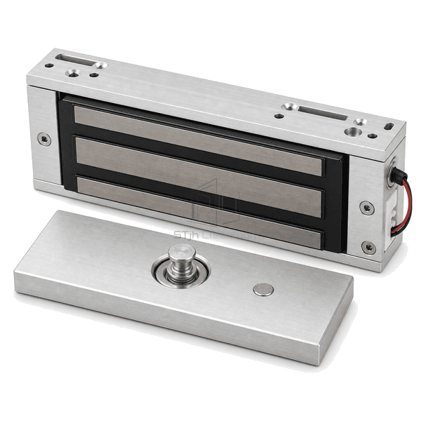 Complete magnetic lock assembly with armature contact interface