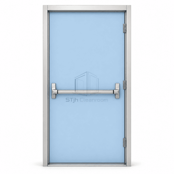 Cleanroom emergency exit door shown as a full upright front elevation
