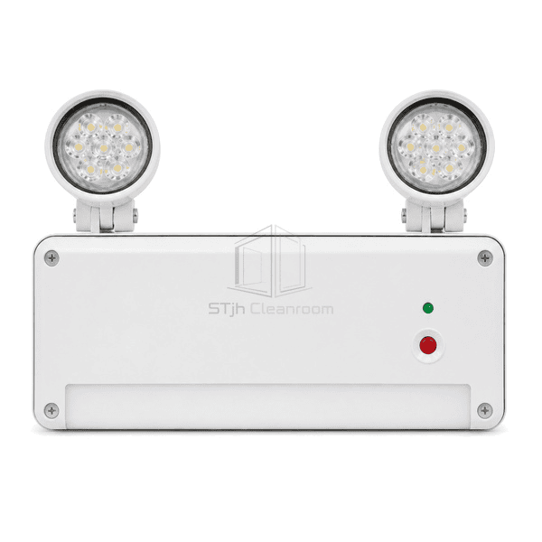 Front view of the emergency optics, test control and charge indicator