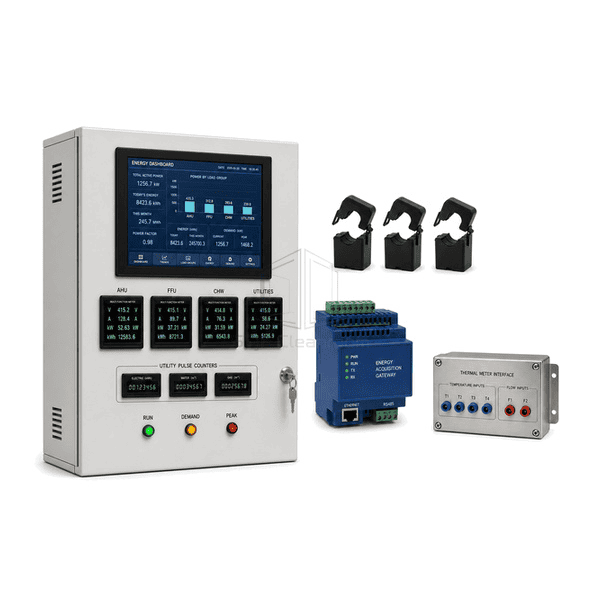 Horizontal arrangement of energy cabinet, current sensors and utility communication modules