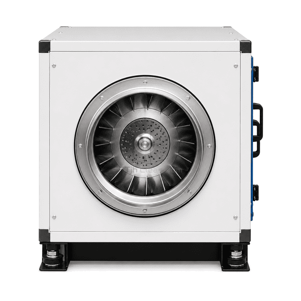 Front view of the centrifugal wheel inlet on the cleanroom exhaust-air fan