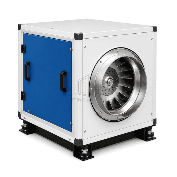 Opposite-side view of the complete cleanroom exhaust-air fan cabinet