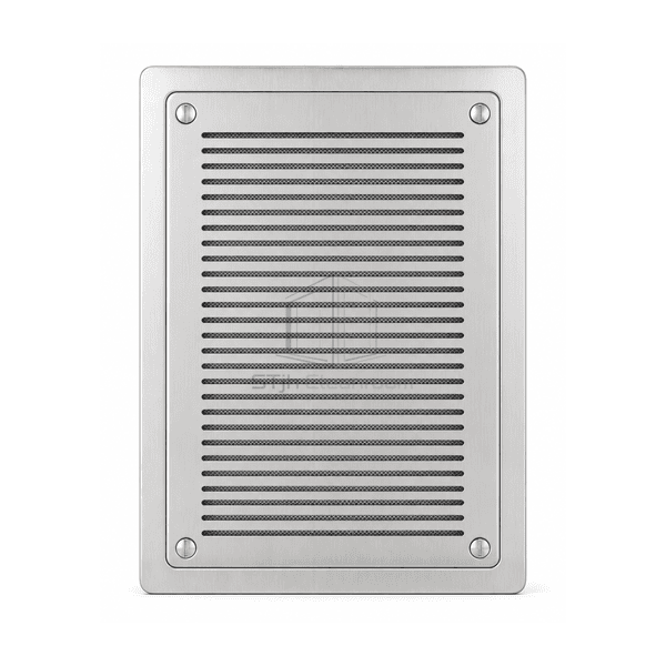 Front view of hygienic stainless exhaust grille
