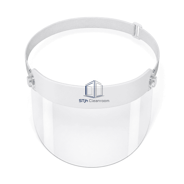 Cleanroom face shield top view showing adjustable suspension