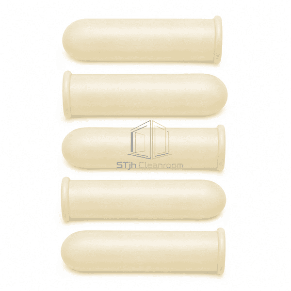 Natural latex cleanroom finger cots shown from the side