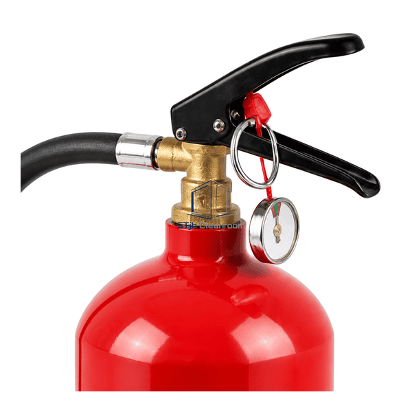 Complete valve interface view showing pressure gauge, handle, pin and hose connection