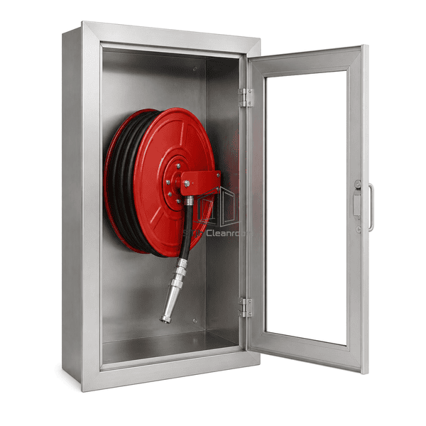 Open interface view showing hose supports, valve clearance and door hardware