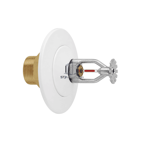 Complete horizontal arrangement of sprinkler body, trim ring and cover plate