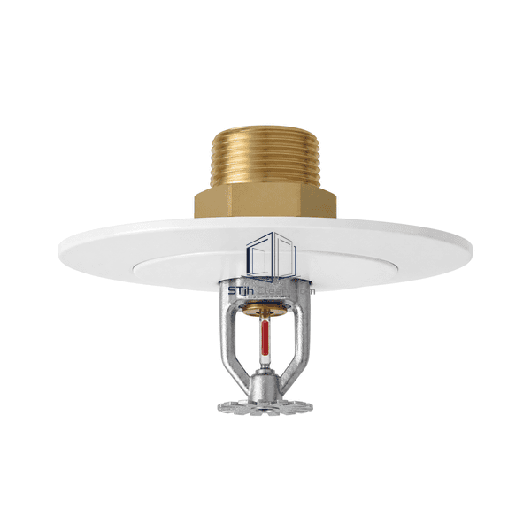 Side view showing sprinkler body, recessed cup and ceiling escutcheon depth