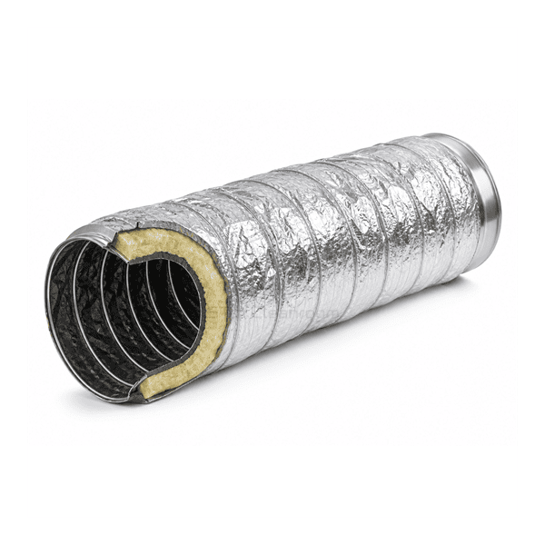 Side cutaway showing flexible liner insulation and spring-wire helix